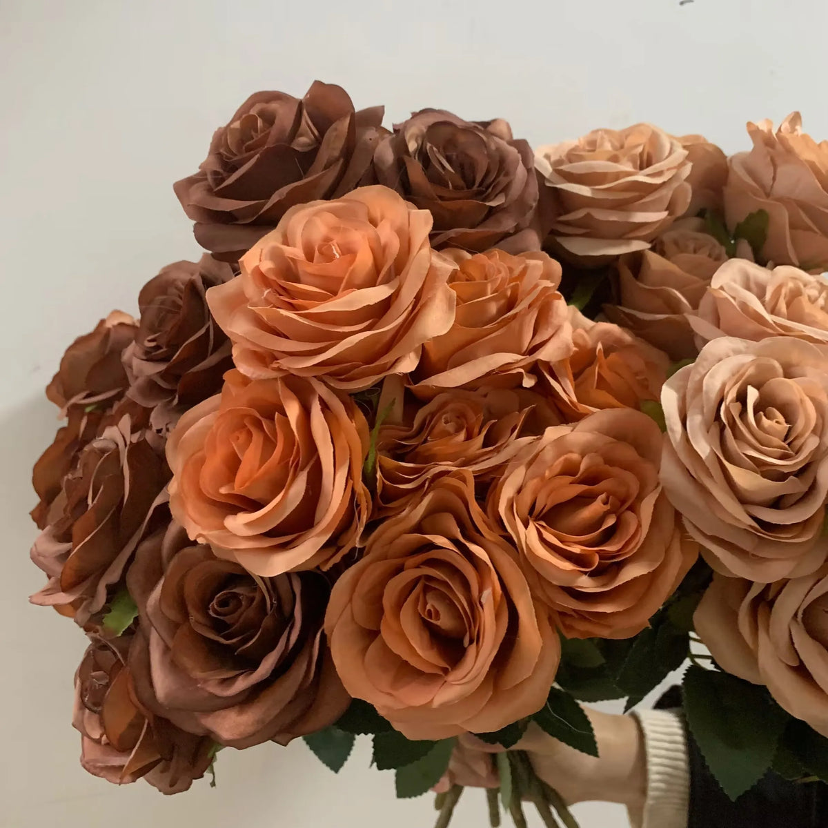 Bouquet de 9 Roses Artificielles – Couleurs Automnales pour Décoration Maison