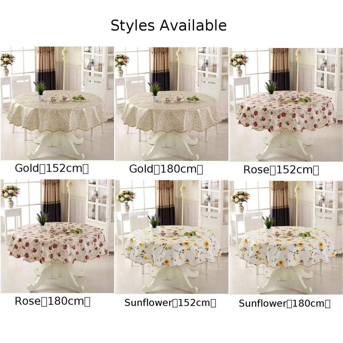 Nappe Ronde Fleurie en PVC 152/180 cm – Imperméable, Anti-Taches & Facile à Nettoyer