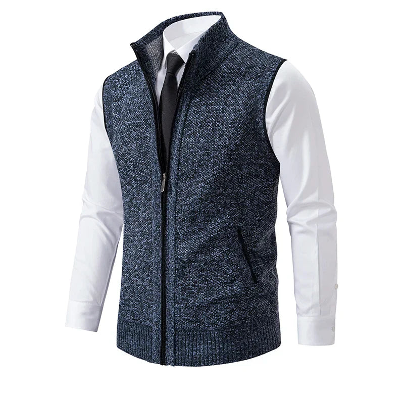 Gilet sans manches à maille col cheminé Homme