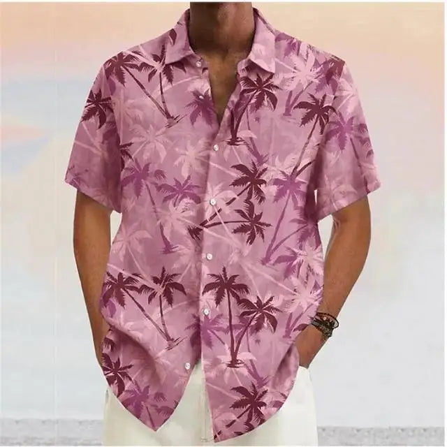 Chemise Hawaïenne à Motif Cocotiers et Col Revers – Homme