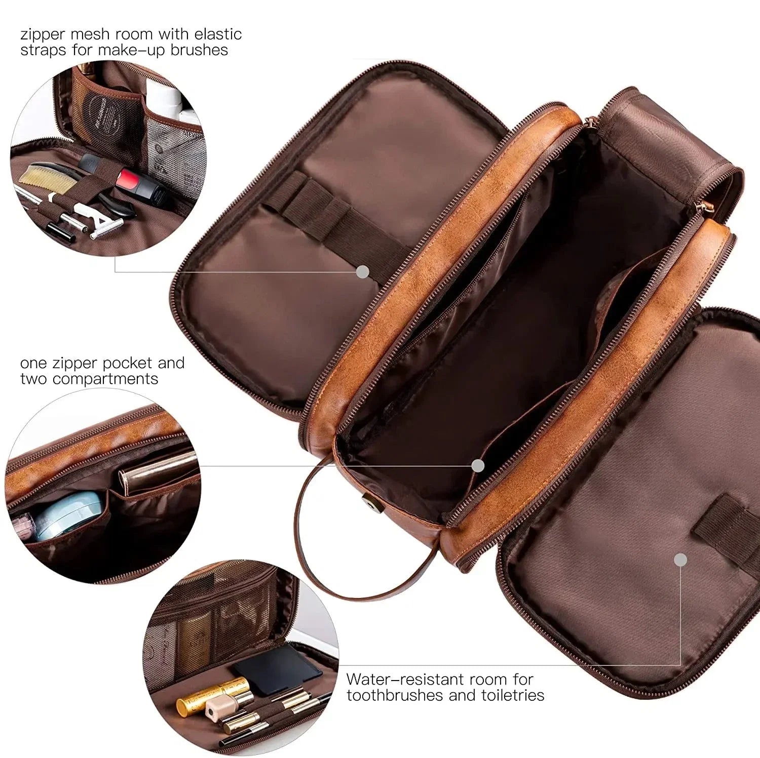 Trousse de Toilette Grande Capacité en Simili Cuir - Homme