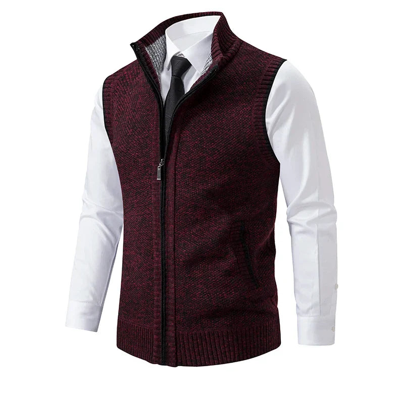 Gilet sans manches à maille col cheminé Homme
