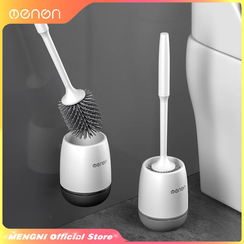 Brosse WC en silicone avec support fermé — 43cm, design épuré, hygiénique