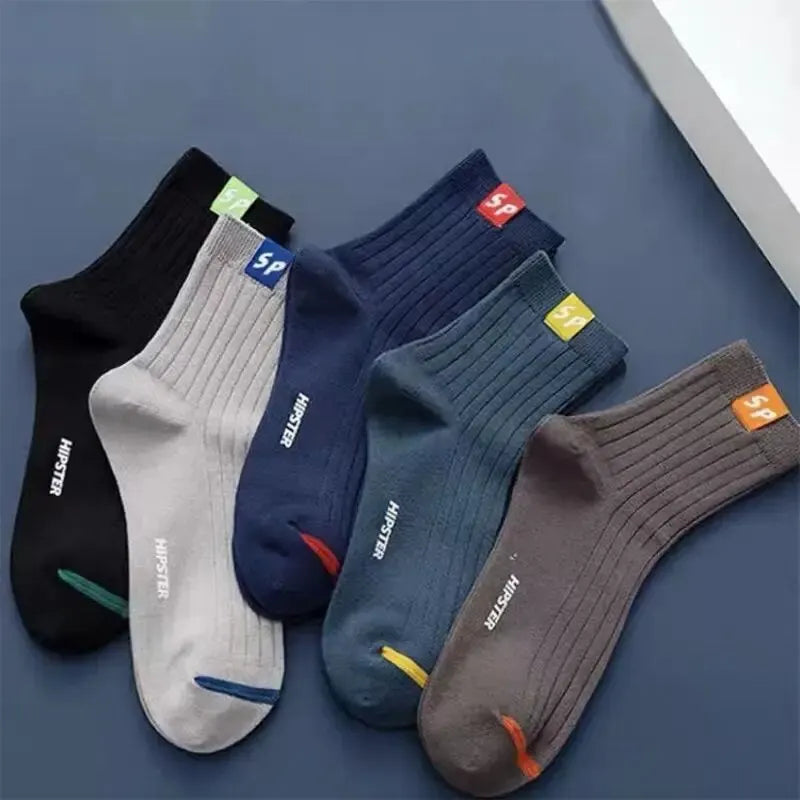Lot 5 Paires Chaussettes Mi-Mollet Respirantes Homme