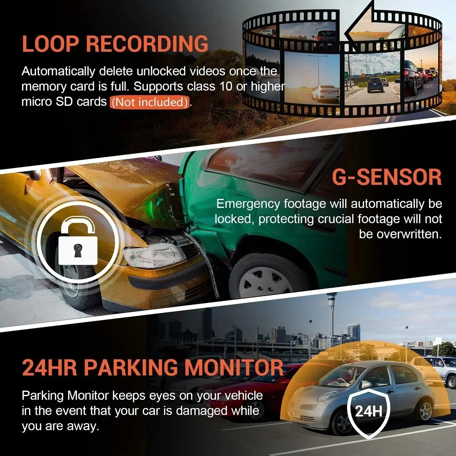 Caméra de Voiture Avant & Intérieur – Full HD + Carte SD 64GB