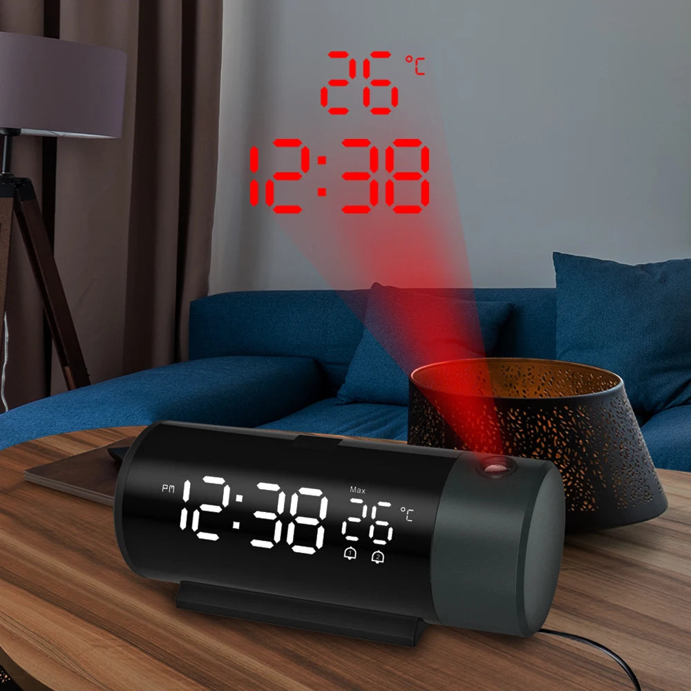 Réveil Numérique avec Projecteur Rotatif 180° — 4 Niveaux de Luminosité