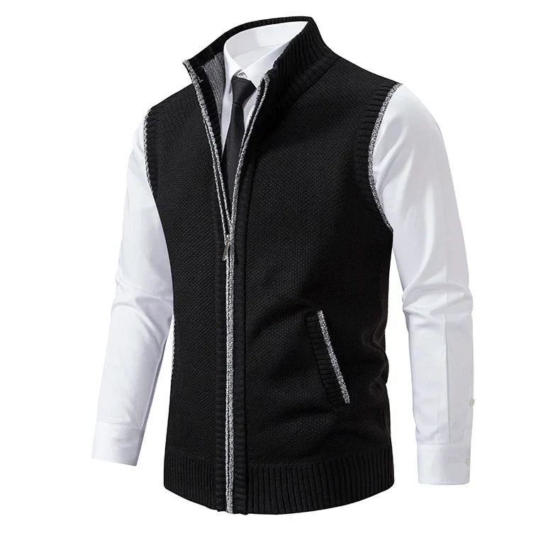 Gilet sans manches à maille col cheminé Homme