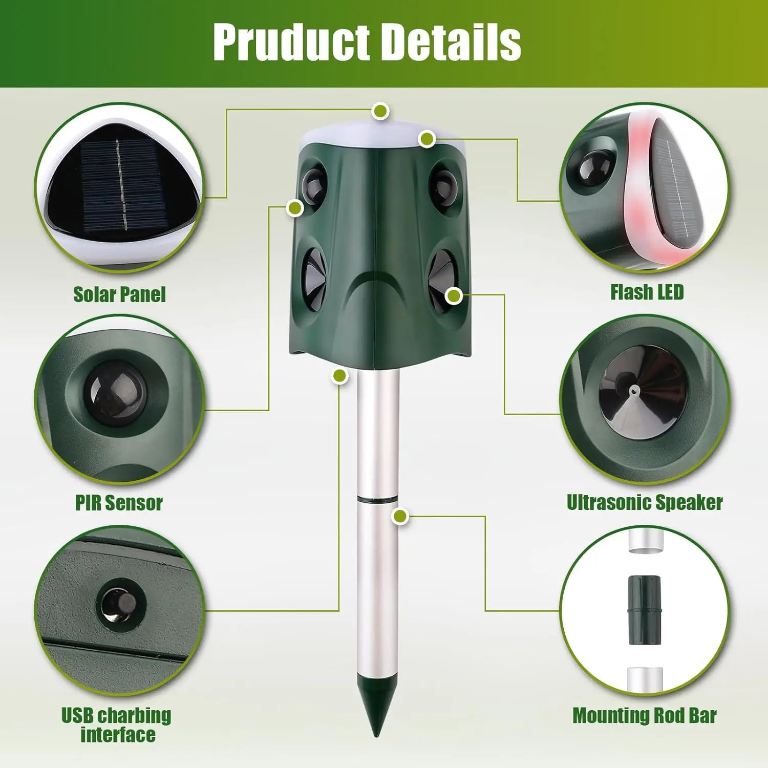 Répulsif Solaire Ultrason Haute Puissance Extérieur