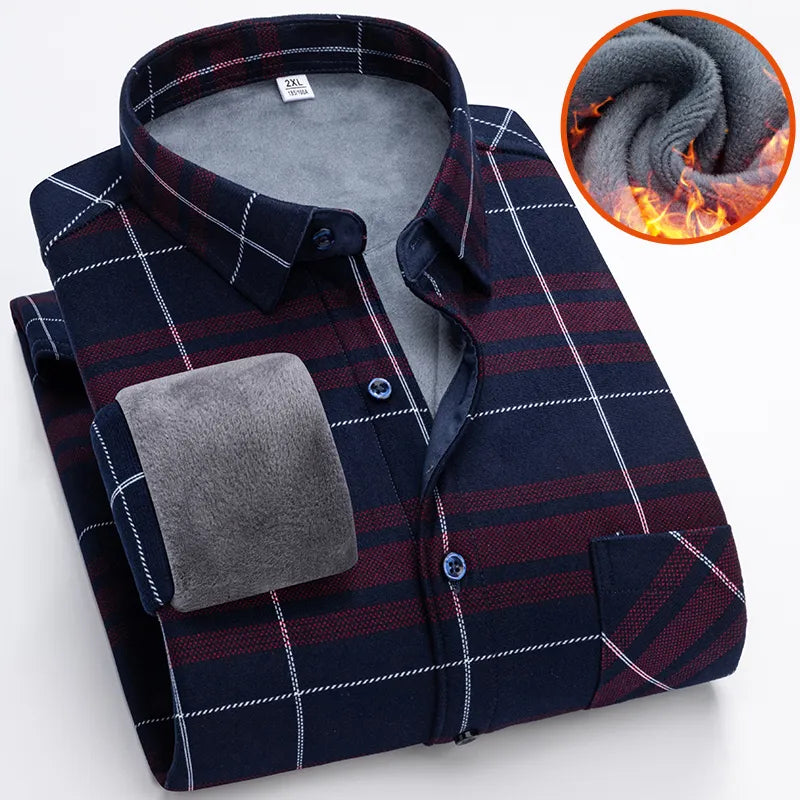 Chemise chaude à carreaux en velours épais