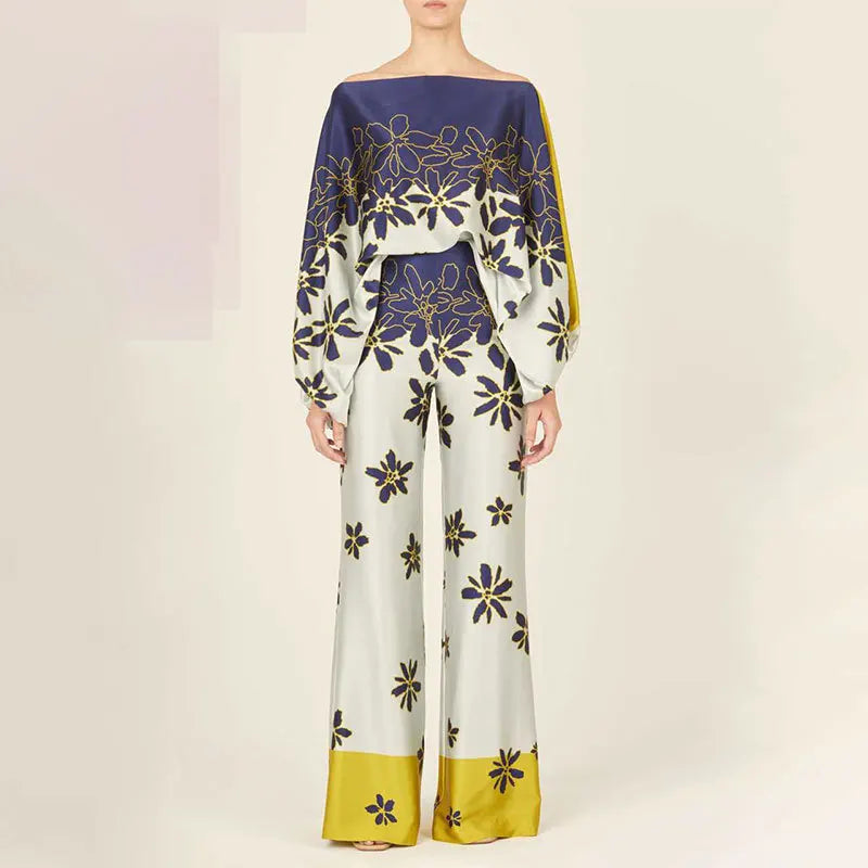 Ensemble en Satin Top Épaules Dénudées & Pantalon Fluide