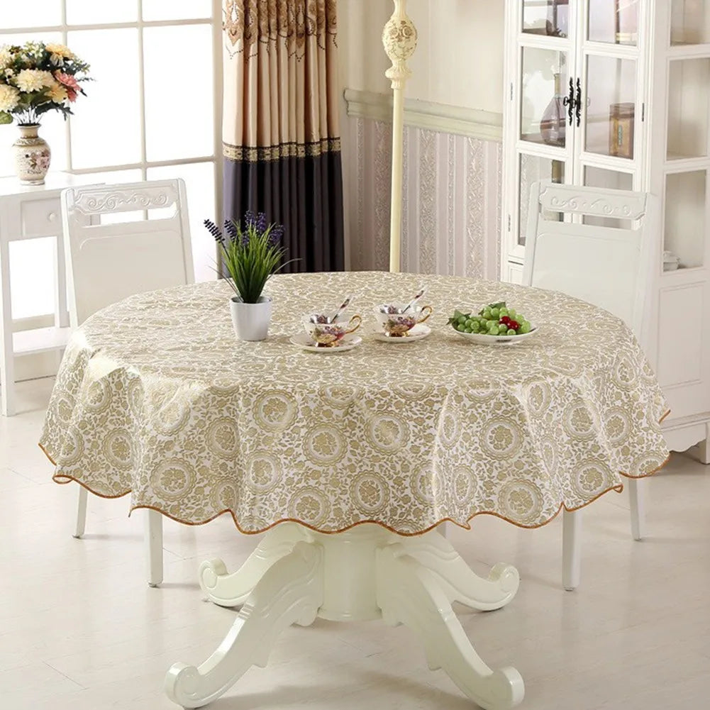 Nappe Ronde Fleurie en PVC 152/180 cm – Imperméable, Anti-Taches & Facile à Nettoyer