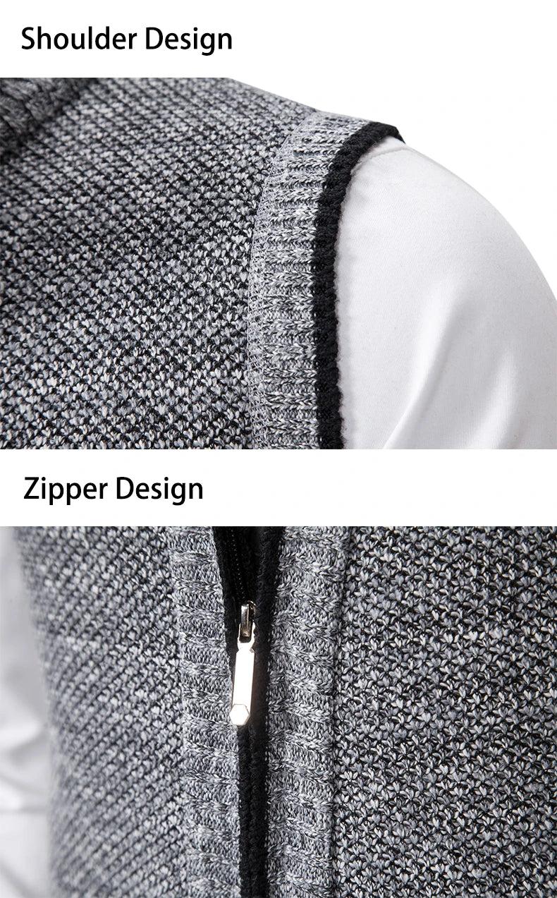 Gilet sans manches à maille col cheminé Homme