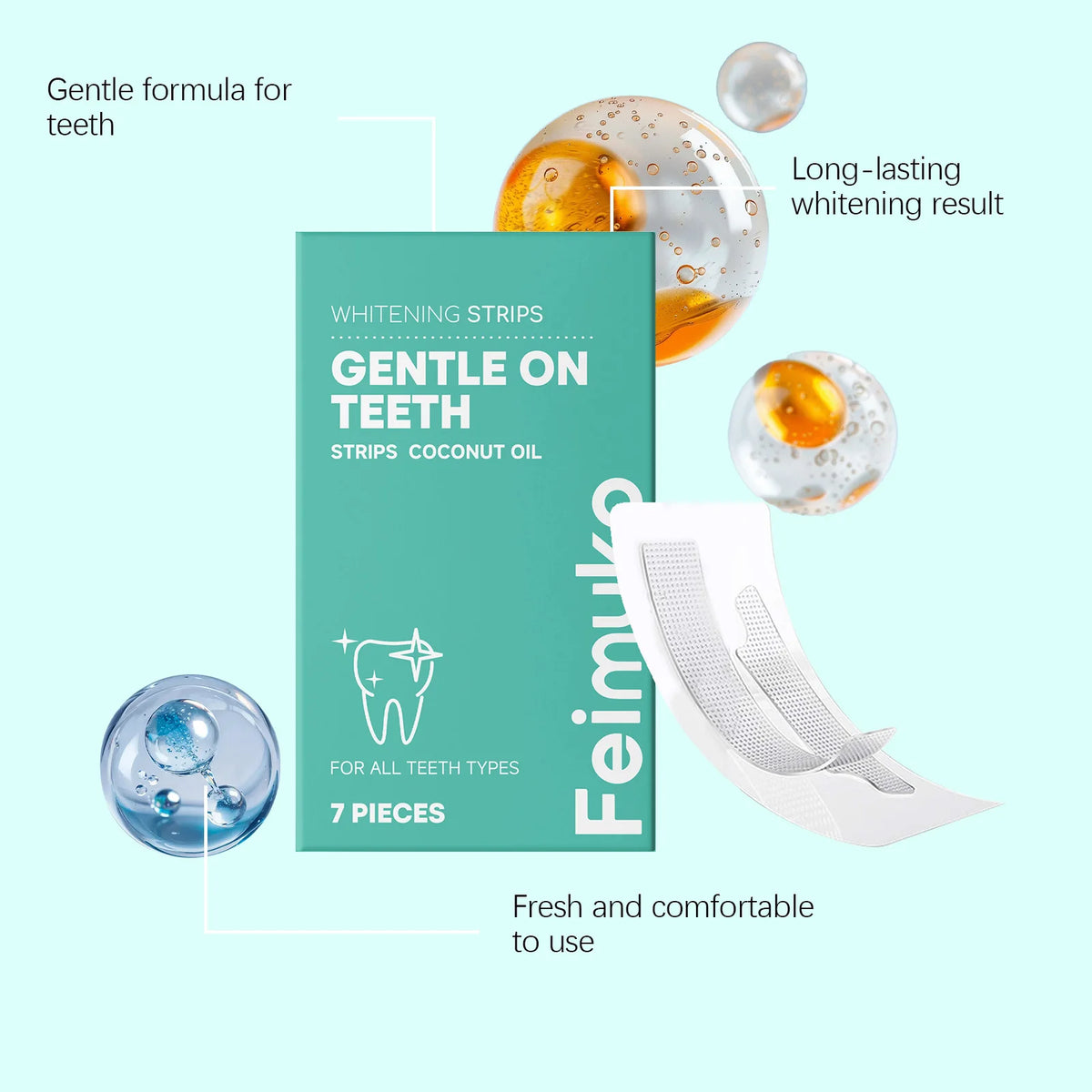Bandes Blanchissantes Dents à l’Huile de Coco – Réduction des Taches et Soin Dentaire à Domicile