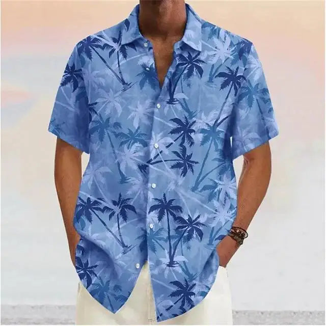 Chemise Hawaïenne à Motif Cocotiers et Col Revers – Homme