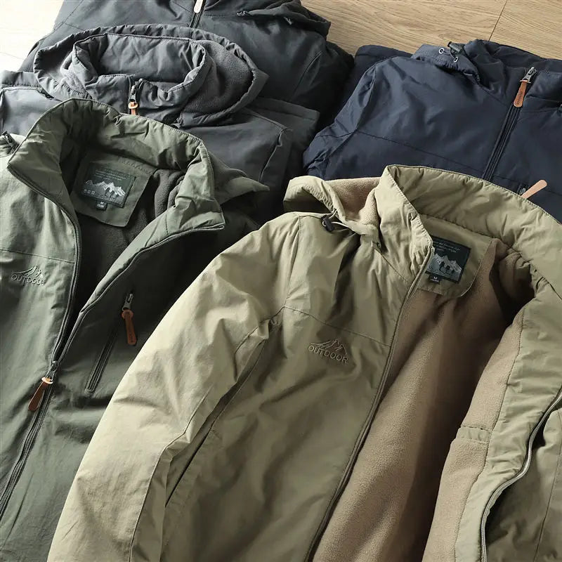 OUTDOOR - Veste imperméable à capuche intérieur polaire - Homme