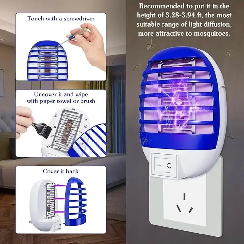 Lot de 4 Pièges Électriques Anti-Moustiques à LED UV – Lampes Anti-Insectes Sans Odeur pour Intérieur