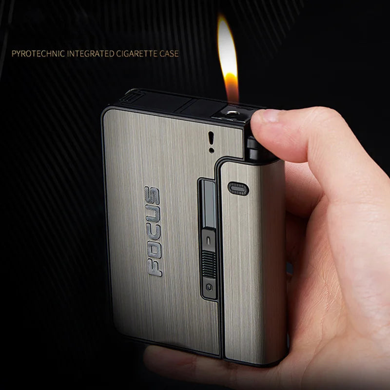 Étui Métallique 2 en 1 Cigarettes & Briquet - Idée Cadeau