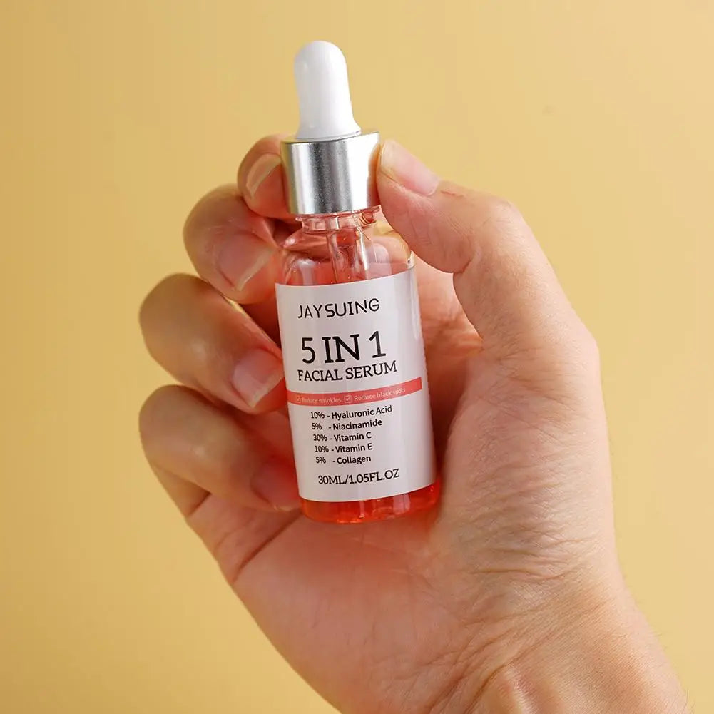 Sérum Visage 5 en 1 : Hyaluronique, Nicotinamide, Vitamine C et E & Collagène