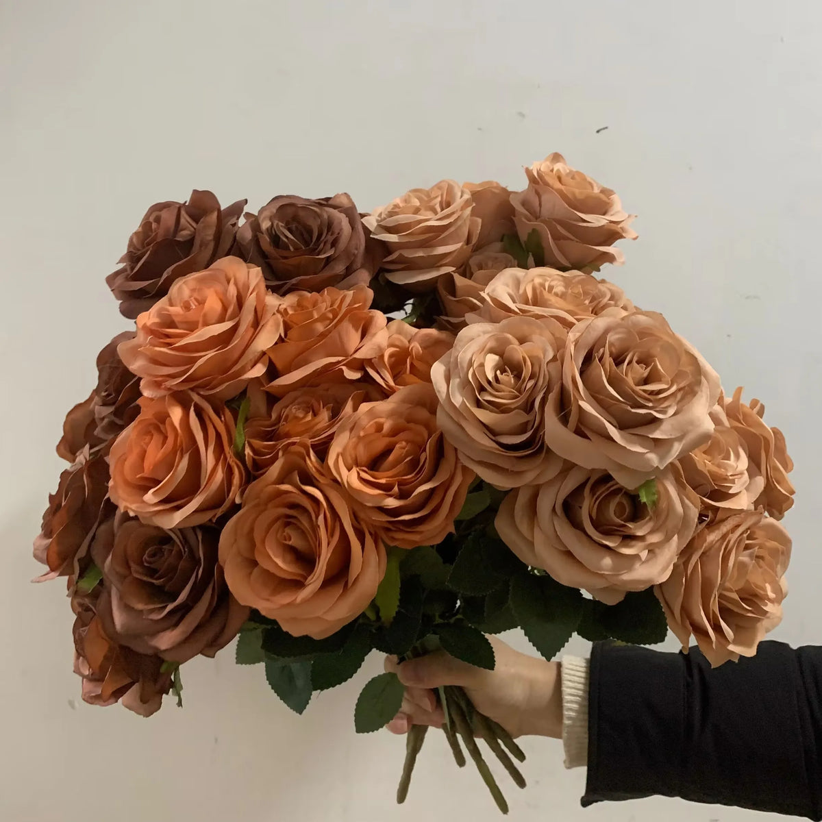 Bouquet de 9 Roses Artificielles – Couleurs Automnales pour Décoration Maison