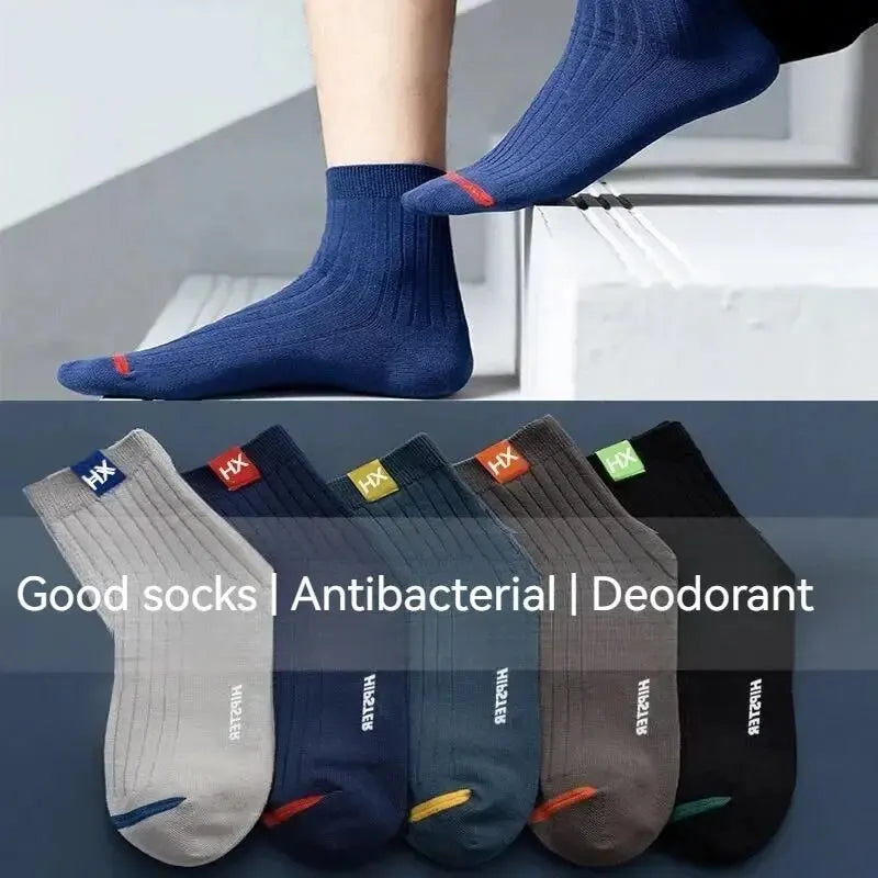 Lot 5 Paires Chaussettes Mi-Mollet Respirantes Homme