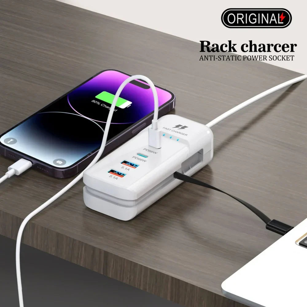 Station de Charge USB C 66W 4 Ports Adaptateur Mural - Charge rapide