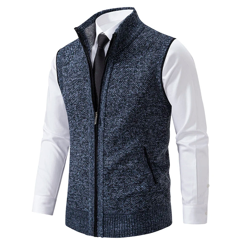 Gilet sans manches à maille col cheminé Homme