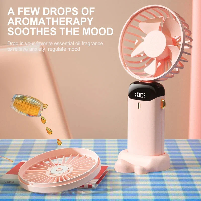 Mini ventilateur portable et pliable avec affichage de la batterie