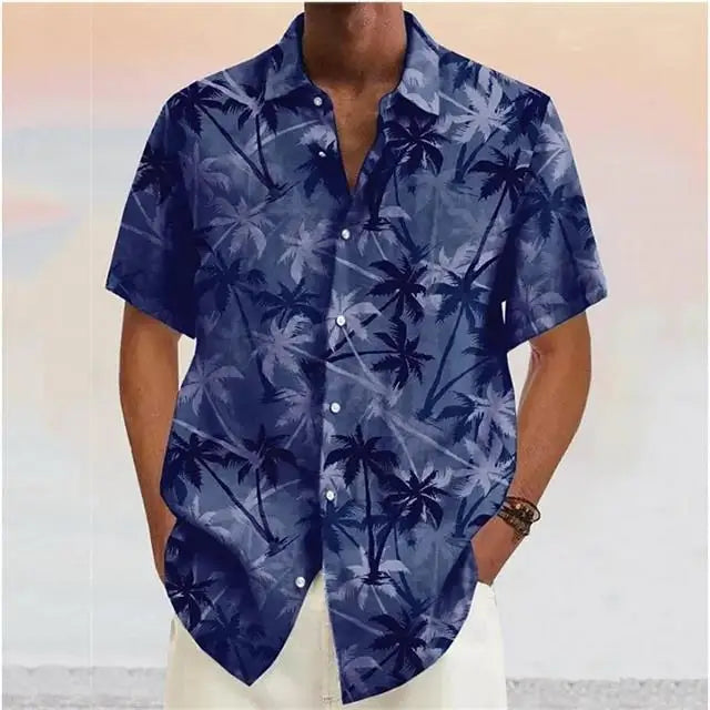 Chemise Hawaïenne à Motif Cocotiers et Col Revers – Homme