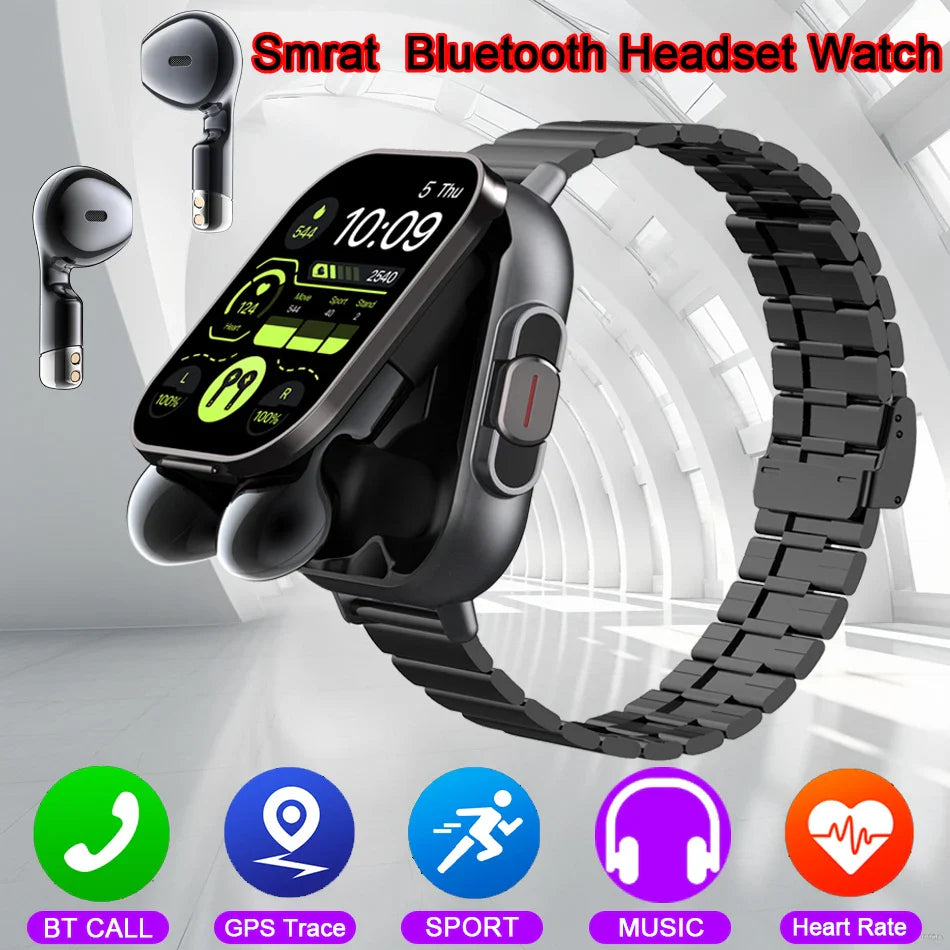 Montre intelligente connectée 2 en 1 avec écouteurs + Bracelet OFFERT