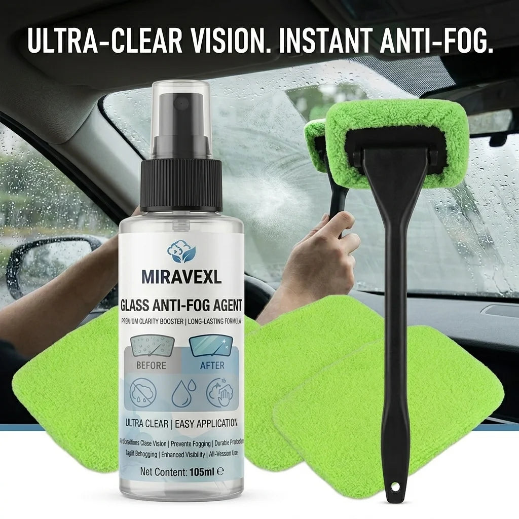 Kit Anti-Buée pour Pare-Brise de Voiture – Raclette Microfibre OFFERTE + 3 MOPS