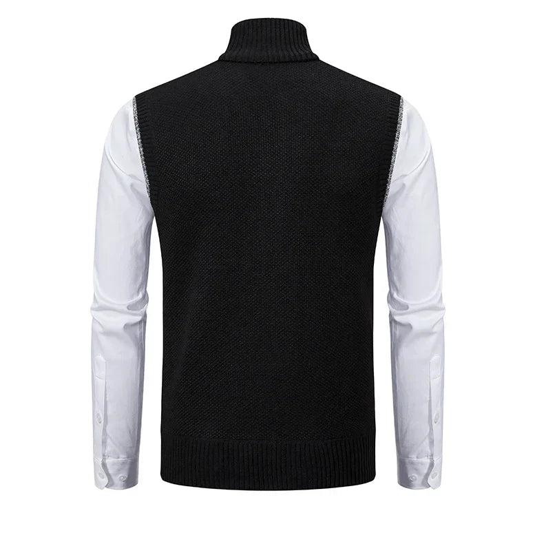 Gilet sans manches à maille col cheminé Homme