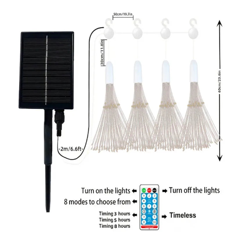 Lot de 4 Lumières Solaires Suspendues Feux d'Artifice