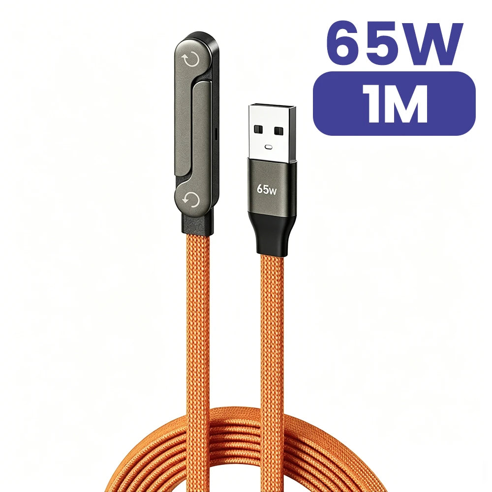 Chargeur 2-en-1 USB-C 65W – Câble Charge Rapide avec Support Pliable