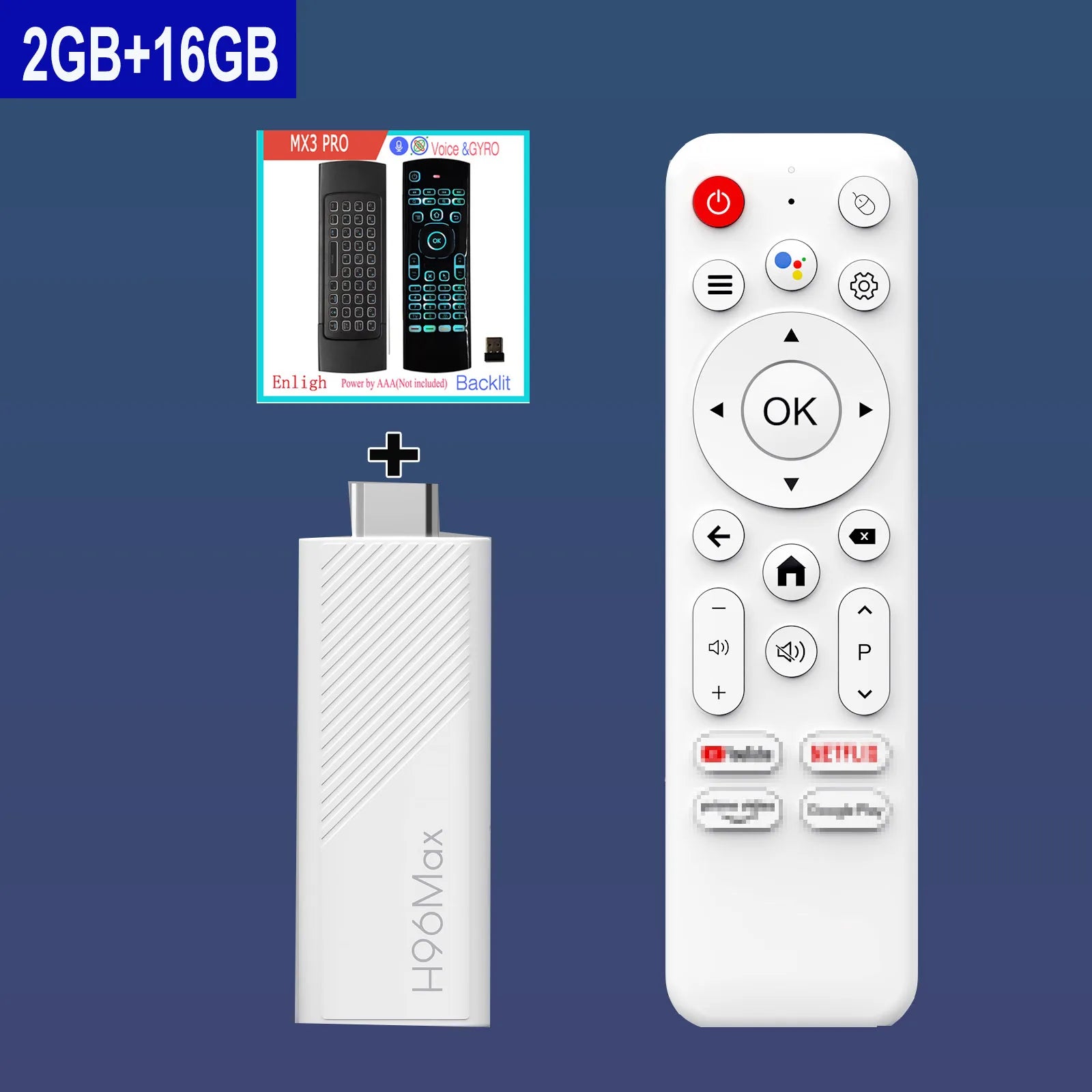 Clé TV Android H96 Max WiFi 6 Ultra Rapide avec Télécommande Vocale