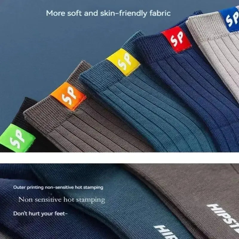Lot 5 Paires Chaussettes Mi-Mollet Respirantes Homme