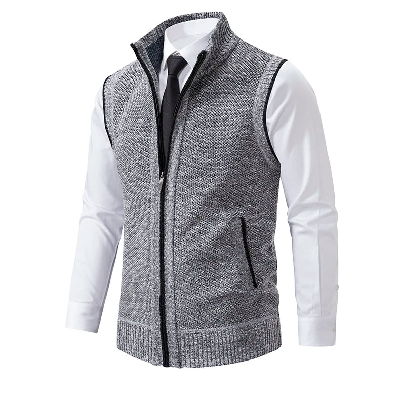 Gilet sans manches à maille col cheminé Homme