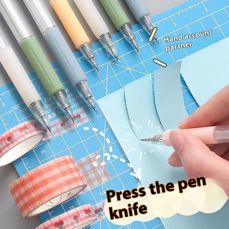 Stylo 2 en 1 Cutter Idéal pour Découpe de Papier - 4 Recharges OFFERTES