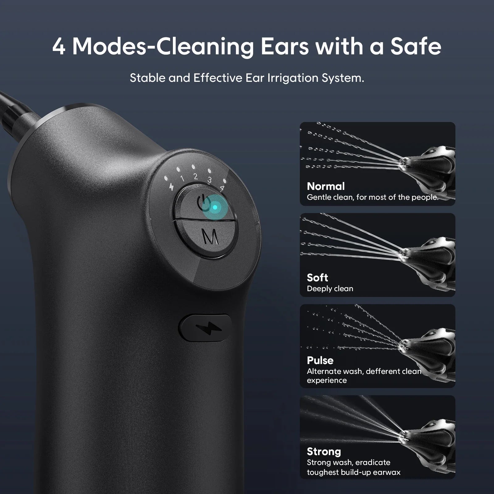 Kit de nettoyage d'oreille électrique - 4 modes de pression