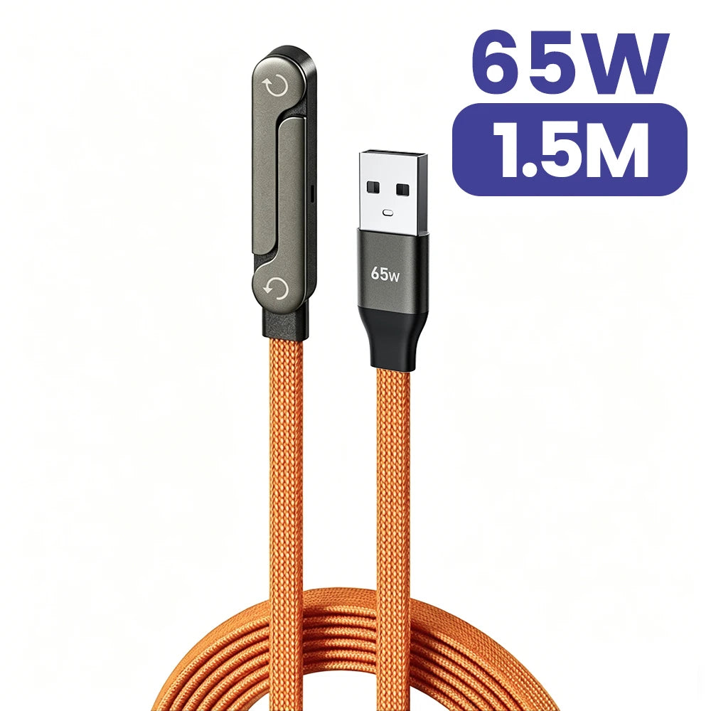Chargeur 2-en-1 USB-C 65W – Câble Charge Rapide avec Support Pliable