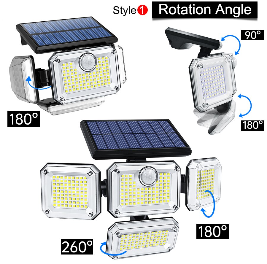 Applique LED solaire triple éclairage puissant