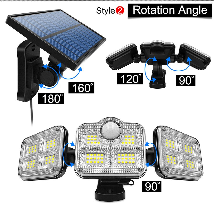 Applique LED solaire triple éclairage puissant