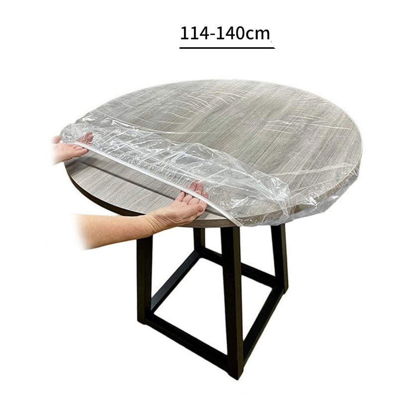 Nappe de table ronde transparente et élastique