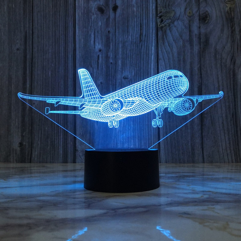 Lampe de chevet 3D en forme d'avion